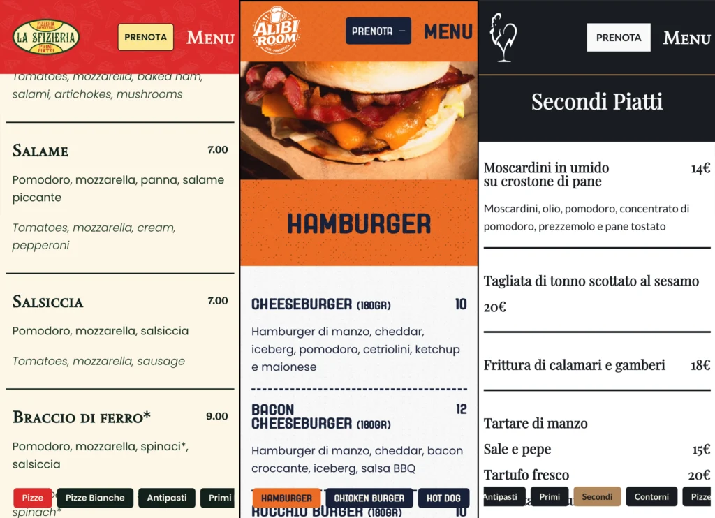 menu sempre aggiornato studio94 siti web per ristoranti